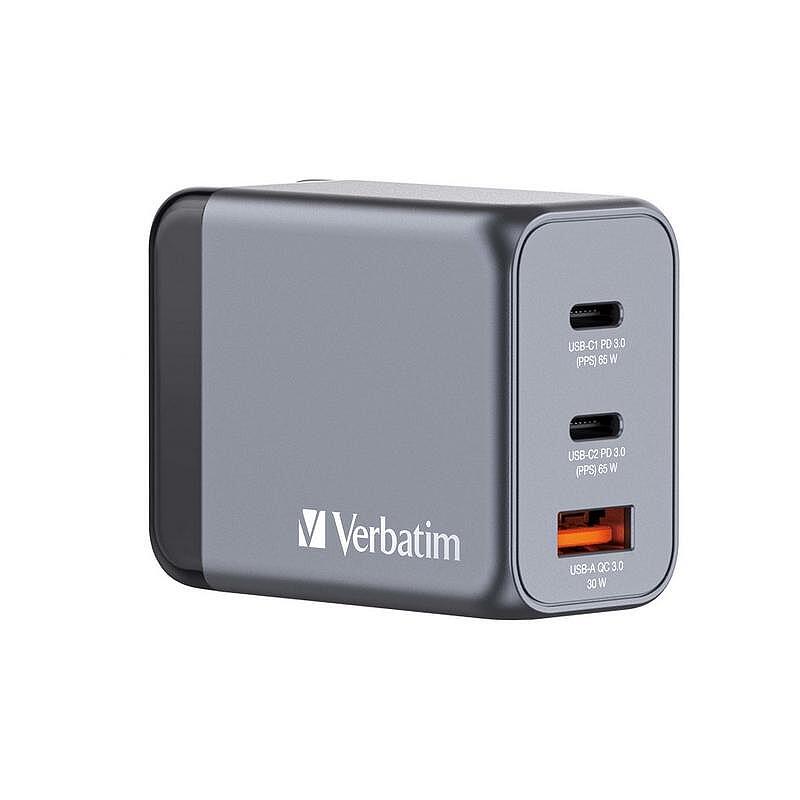Зарядно устройство Verbatim GNC-65 GaN 65W USB A/C/C (EU/UK/US) Изображение