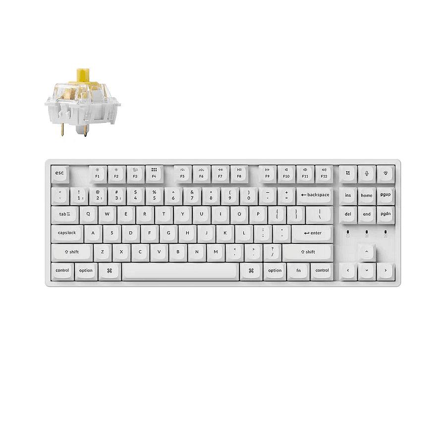 Геймърска механична клавиатура Keychron K8 Pro White QMK/VIA TKL K Pro(Hot Swappable) Banana Switch RGB Backlight Alluminium Frame Изображение