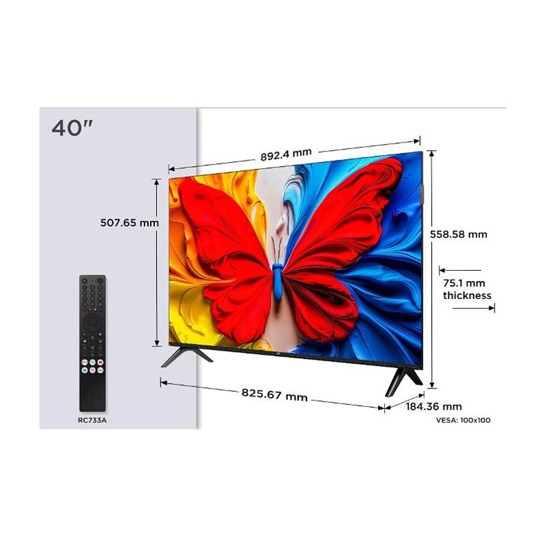 Телевизор TCL 40S5K , 100 см, 1920x1080 FULL HD , 40 inch, Android , QLED                                                                                                                      