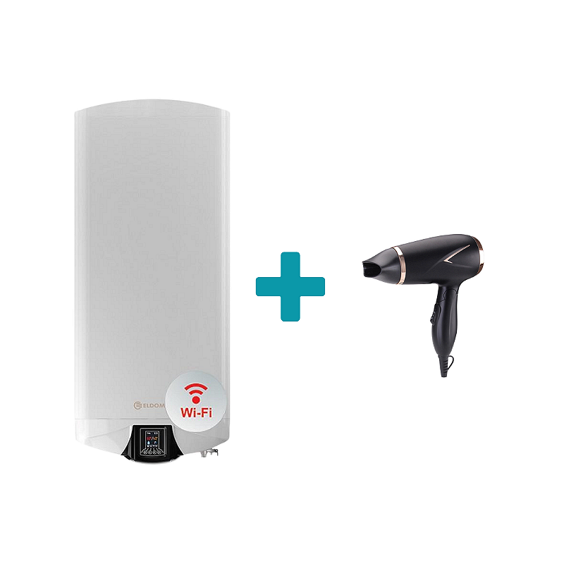 ПАКЕТ Бойлер Елдом DU080W-W 65L 3.3KW WI-FI + Сешоар FUEGO HDF-1412E Изображение