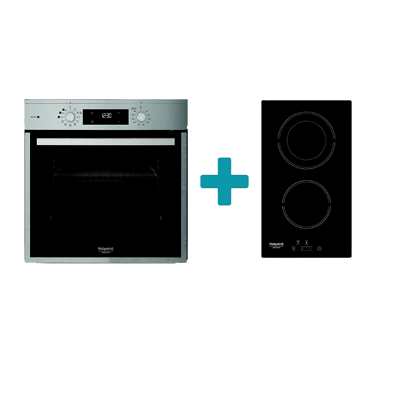 ПАКЕТ Фурна за вграждане Hotpoint HAO3 K58HSU1 X + Вграден керамичен плот HRD 5030 B
