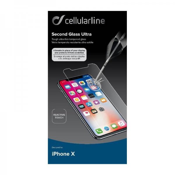 Протектор за дисплей Cellularline iPhone X/Xs ЗАКАЛЕНО СТЪКЛО Изображение