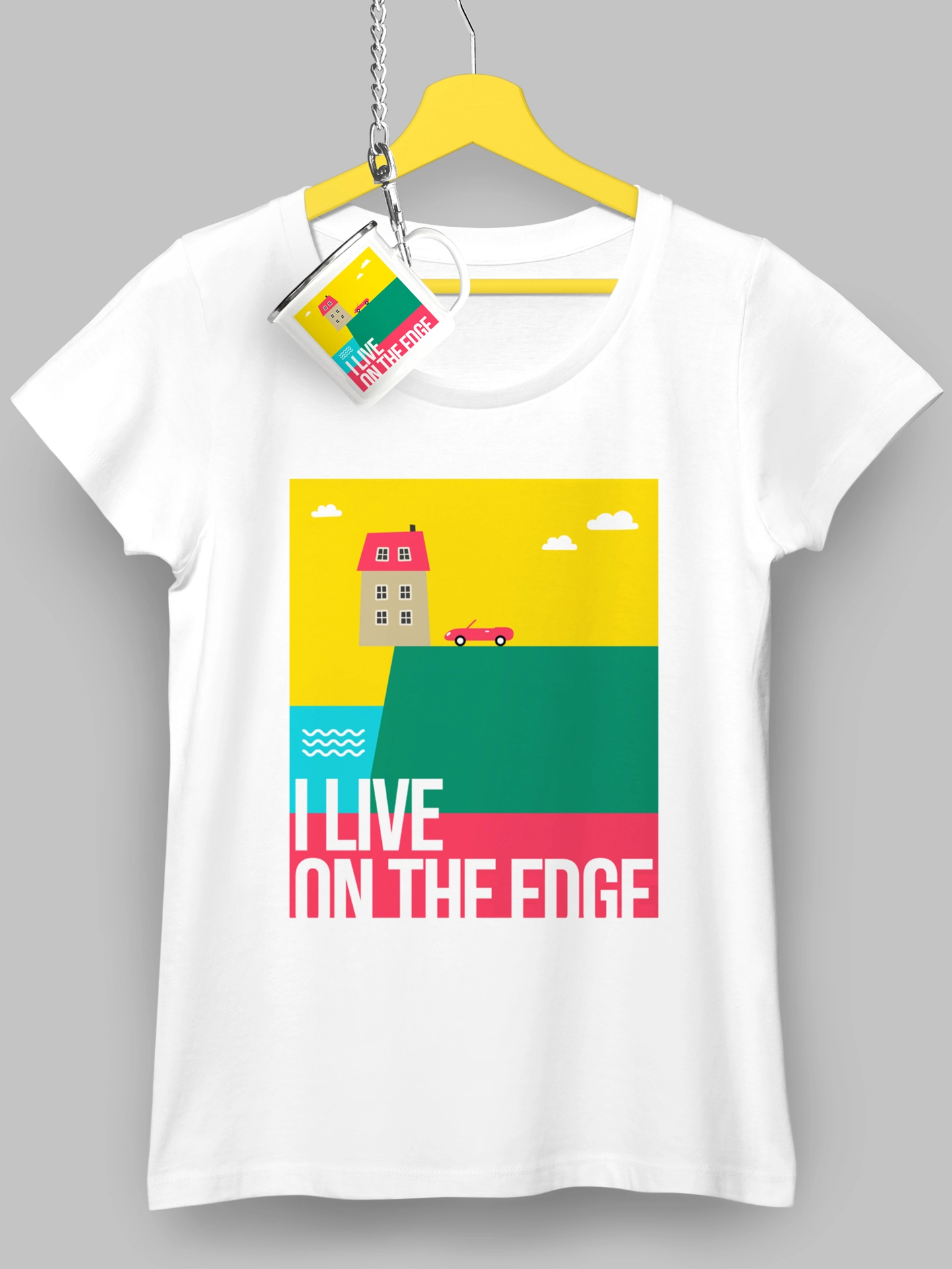 Дамска тениска + Канче / "I live on the edge"