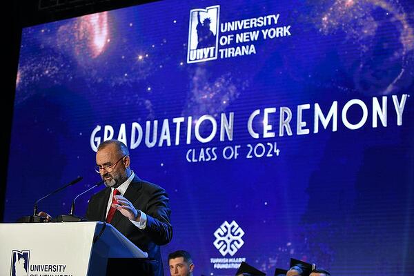 Ulsi Manja at Graduation Ceremony at UNYT