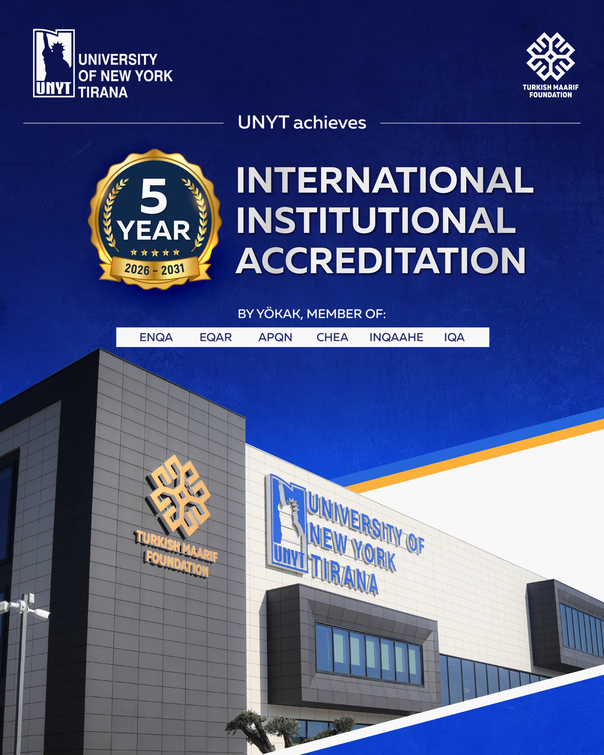 UNYT Achieves 5-Year International Institutional Accreditation