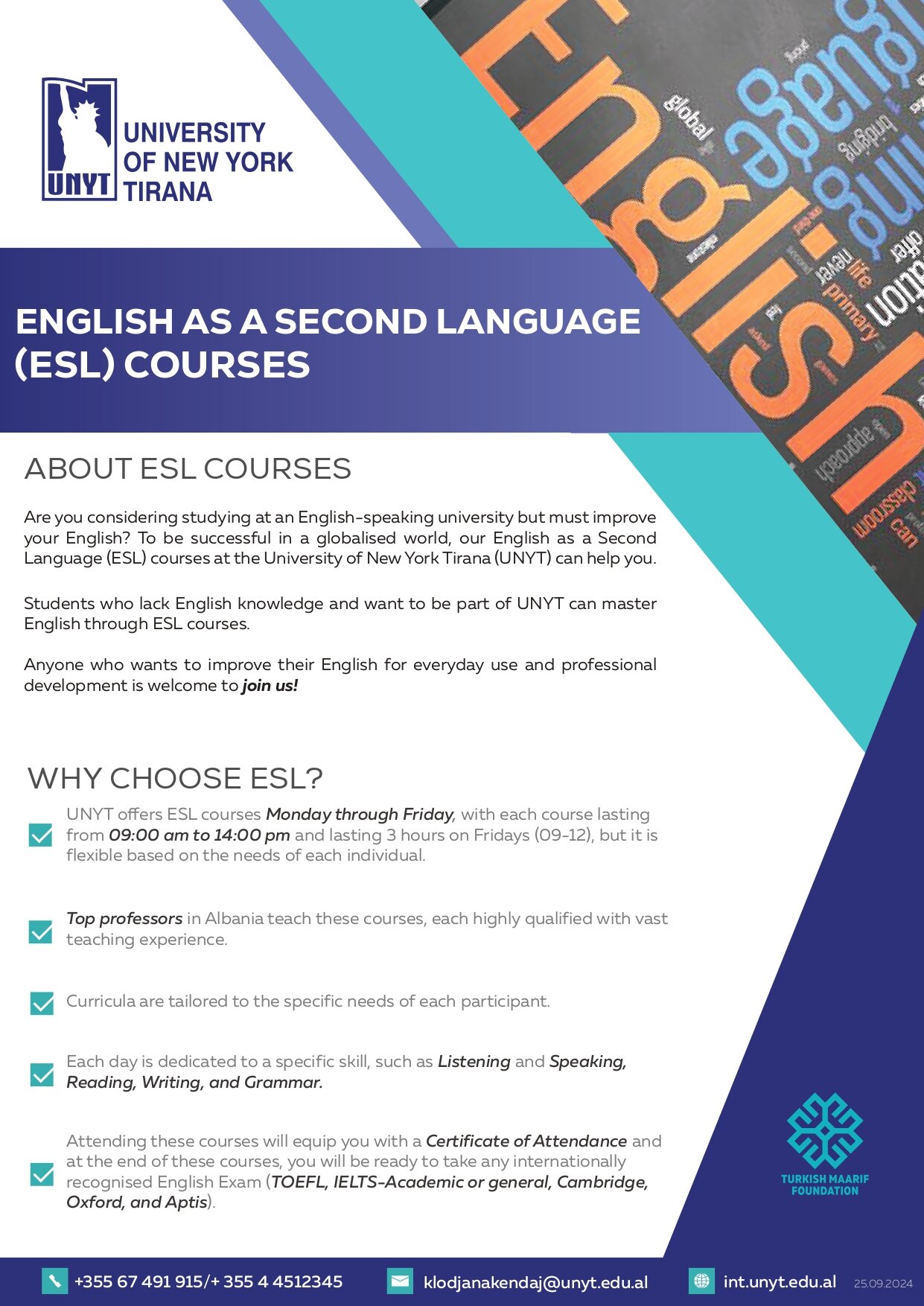 UNYT ESL Brochure Cover