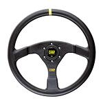 VELOCITA’ STEERING WHEEL, 3 BLACK SPOKES BLACK LEATHER RIM