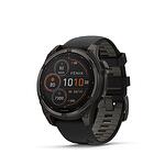 Часовник Garmin Fenix 8 - 47 мм Solar Sapphire DLC Titanium с Черна и Сива Каишка