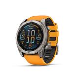 Часовник Garmin Fenix 8 - 51 мм AMOLED Sapphire Titanium с Оранжева и Графитена Каишка