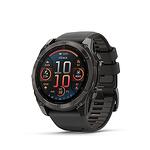 Часовник Garmin Fenix 8 - 51 мм AMOLED Sapphire DLC Titanium с Черна и Сива Каишка