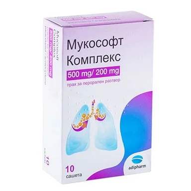 Мукософт комплекс 500 мг/ 200 мг, 10 сашета