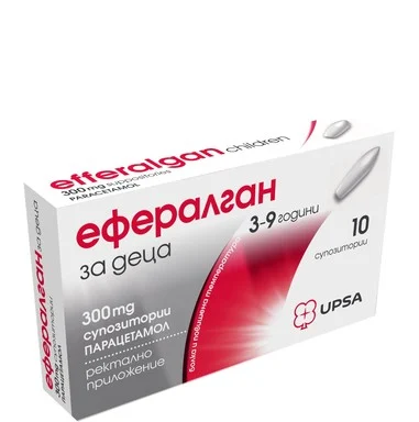 Ефералган за деца, 3-9 години, 300 мг, 10 супозитории, от UPSA