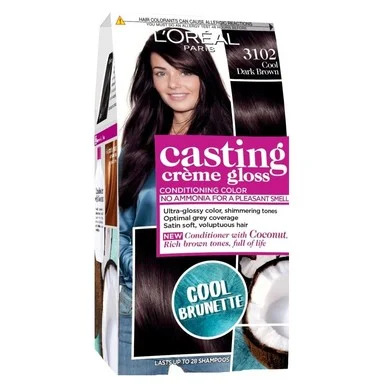 L'Oréal Casting Creme Gloss, боя за коса без амоняк, 3102 тъмно кестеняв
