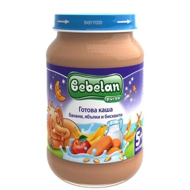 Bebelan, Млечна каша банани, ябълки и бисквити 5+ месеца, 190 г