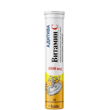 Additiva, Витамин C, 1000 мг, вкус на лимон, 20 ефервесцентни таблетки, от Naturprodukt