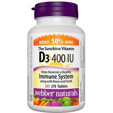 Витамин D3, 400 IU, 270 таблетки, от Webber Naturals
