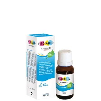Pediakid, Vitamin D3, 1000 IU, капки за деца, 20 мл, от Ineldea