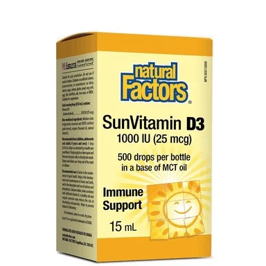 Витамин D3, 1000 IU, перорални капки, 15 мл, от Natural Factors