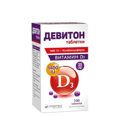 Девитон Витамин D3, 1400IU, 100 таблетки, от Fortex