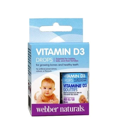 Vitamin D3, 400 IU, на капки, за бебета и деца, 15 мл, от Webber Naturals