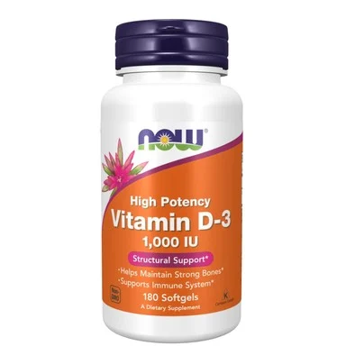 Витамин D3, 1000 IU, 180 дражета, от Now Foods