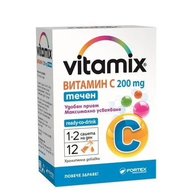 Vitamix, течен Витамин C, 200 мг, 4 мл, 12 сашета, от Fortex