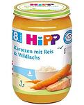 HiPP organic, пюре от моркови с ориз и дива сьомга, 8+ месеца, 220 гр.