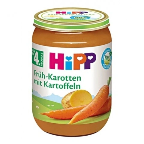 HiPP Bio, пюре от ранни Моркови с Картофи, 4+ мес., 125 гр.