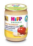 HiPP organic, пълнозърнеста каша с ябълка и банан, 6+ месеца, 190 гр.