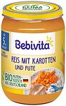 Bebivita, био пюре от ориз и моркови с пуешко месо 4+ месеца, 190 гр.