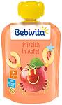 Bebivita, плодово пюре, пауч от праскова и ябълка, 12+ месеца, 90 гр.