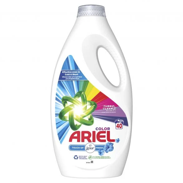 Ariel Touch of Lenor Color, течен перилен препарат, 40 изпирания, 2л.