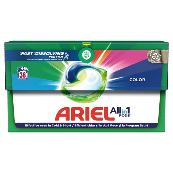Ariel All in 1, Cool Clean, 38 изпирания, капсули за цветно пране