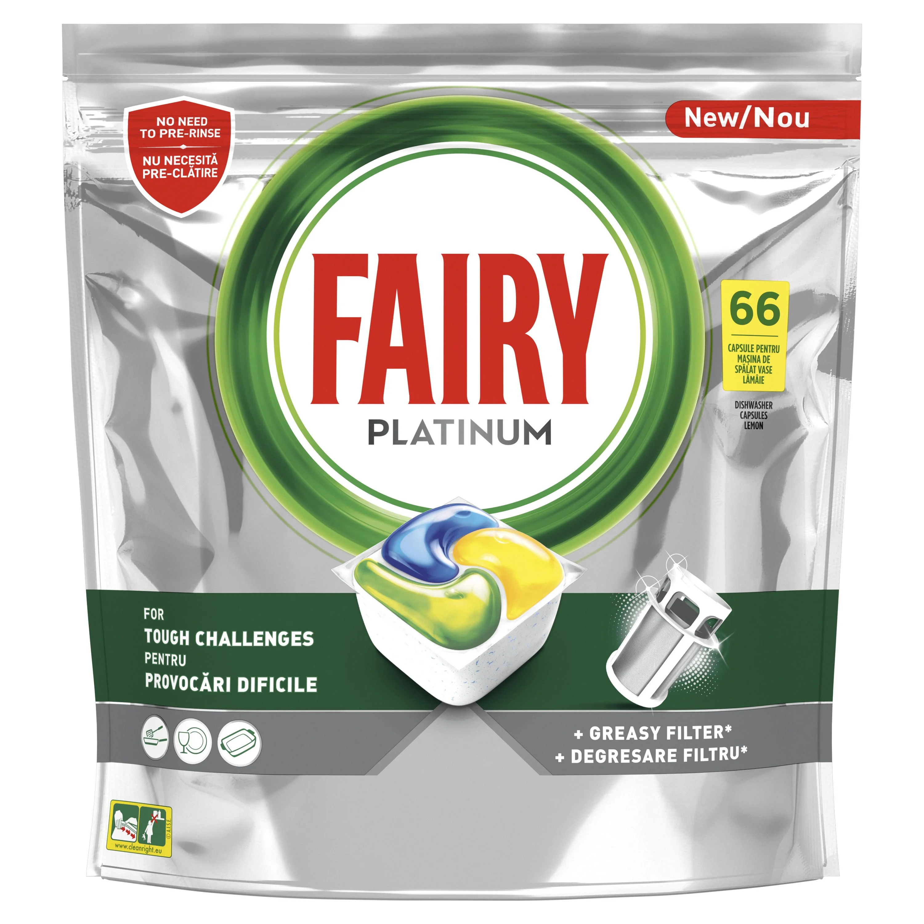 Fairy Platinum, капсули за съдомиялна, 66 бр.