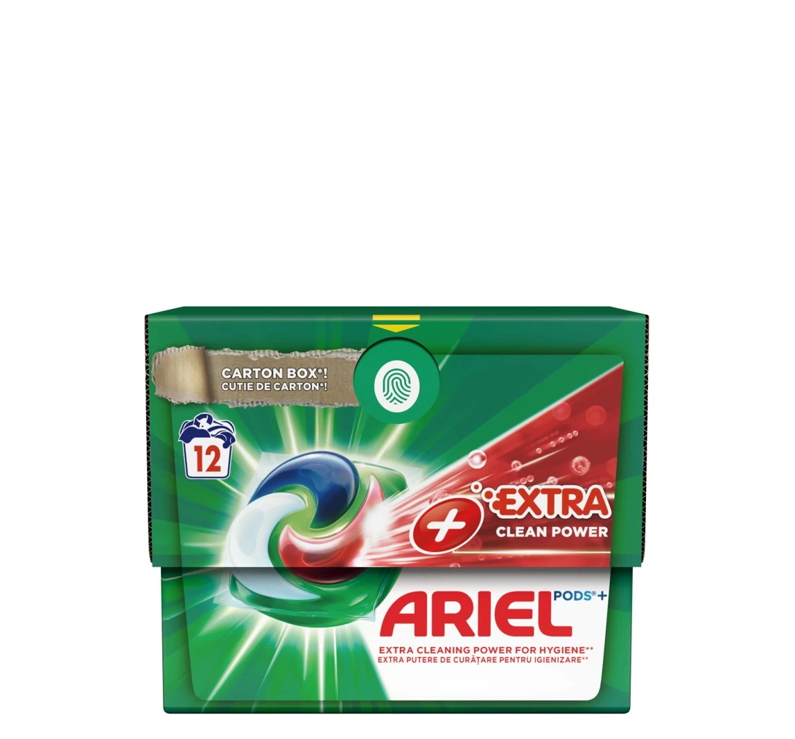 Ariel All in One PODS Plus Extra Clean Power, 12 изпирания, капсули за цветно пране