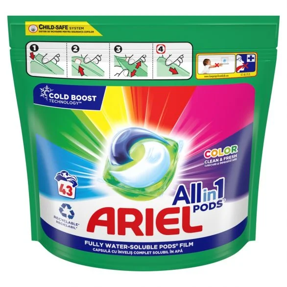 Ariel All in 1 PODS Color, 43 изпирания, капсули за цветно пране