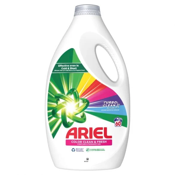 Ariel Color Clean & Fresh, течен перилен препарат, 60 изпирания, 3л.