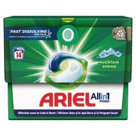 Ariel All in 1 Mountain Spring, 14 изпирания, капсули за бяо пране