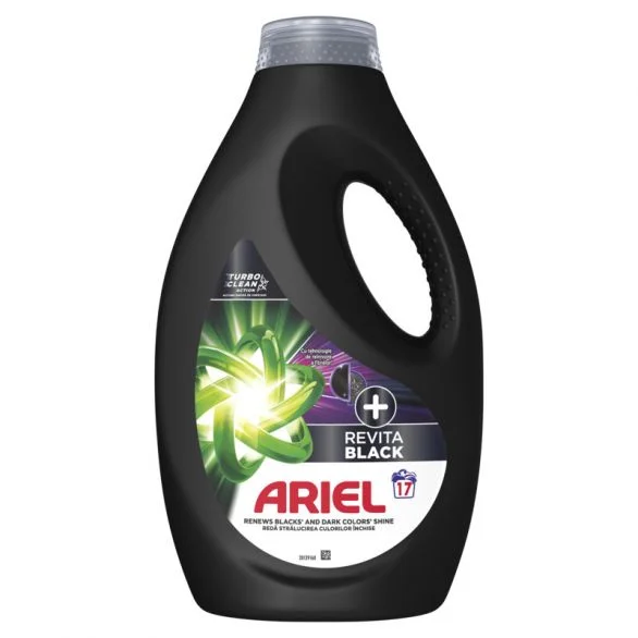 Ariel Revita Black Turbo Clean, Течен перилен препарат, 17 пранета, 850 мл.