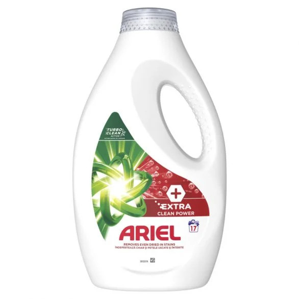 Ariel + Extra Clean Power, течен перилен препарат, 17 изпирания, 850 мл.