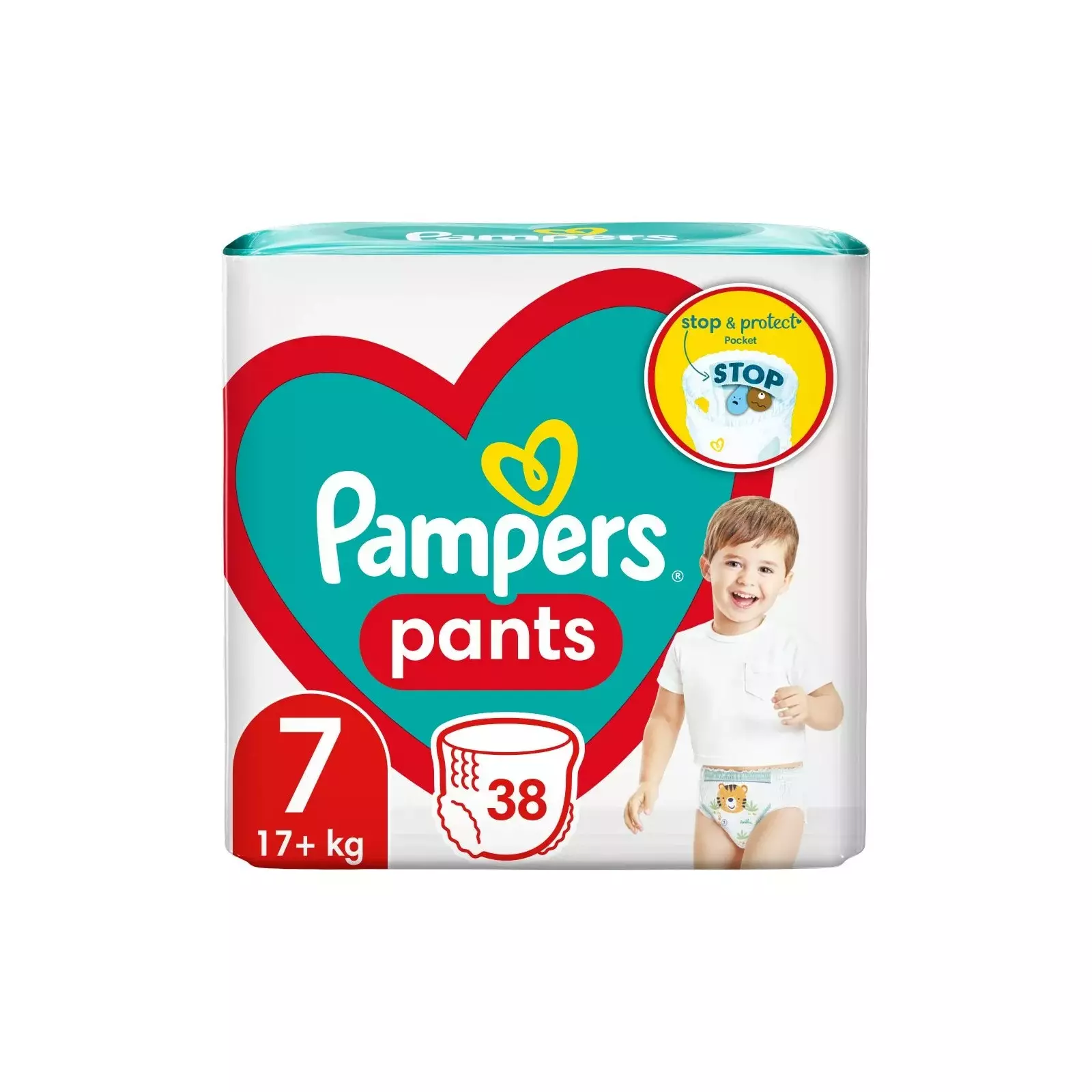 Пелени-гащички за бебе, Pampers Pants Carry Pack Jumbo pack, размер 7, над 17 кг., 38 броя.