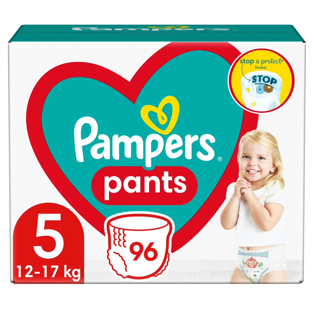 Пелени-гащички за бебе, Pampers Pants, Maxi, размер 5, 12-17 кг., Mega Box, 96 броя.