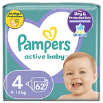 Пелени за бебе, Pampers Active Baby, размер 4, 9-14 кг, 62 бр.