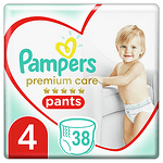Пелени-гащички за бебе, Pampers Premium Care Pants Value Pack, размер 4, 9-15 кг, 38 бр.
