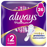 Always Platinum, Super 2, дамски превръзки с крилца, 26 бр.