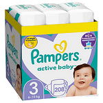 Пелени за бебе, Pampers Active Baby, размер 3, 6-10 кг, 208 бр.