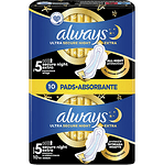 Always Ultra, Secure Night, дамски превръзки с крилца, 10 бр.