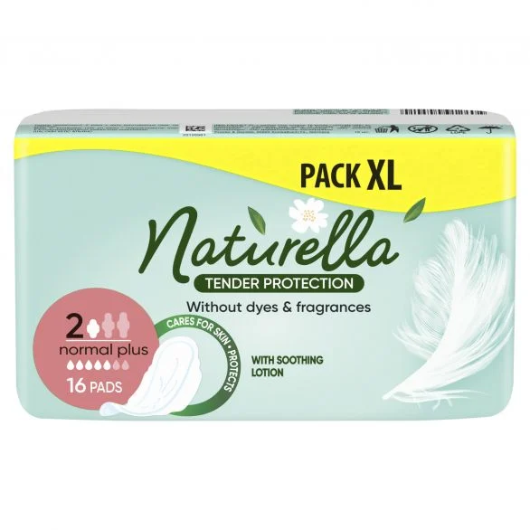 Naturella, Tender Protection, Normal Plus, ежедневни дамски превръзки с крилца, без аромат, 16 бр.