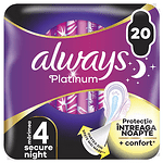 Always Platinum, Secure Night 4, дамски превръзки с крилца, 20 бр.
