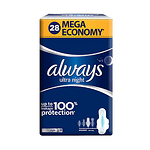 Always Ultra, Night, дамски превръзки с крилца, 28 бр.